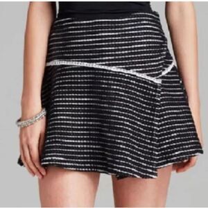 Free People Bento Black/White Woven Striped Skater Skirt Size 10